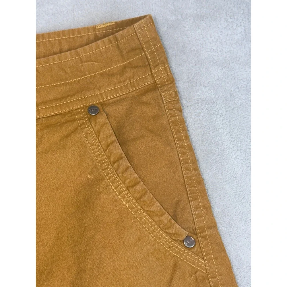 KUHL Mens Size 40 Vintage Patina Dye Cargo Shorts Mustard Brown Outdoor Hiking